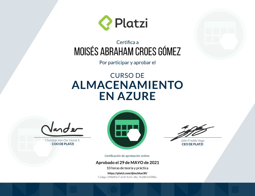 Diploma del Curso de Almacenamiento en Azure