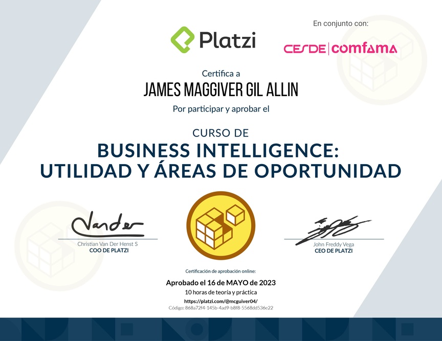 Diploma del Curso de Business Intelligence: Utilidad y Áreas de Oportunidad