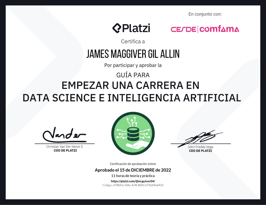 Diploma de Guía para Empezar una Carrera en Data Science e Inteligencia Artificial