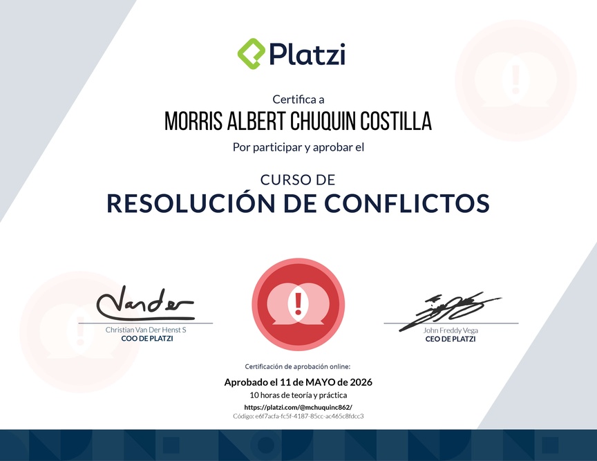 Diploma del Curso de Resolución de Conflictos