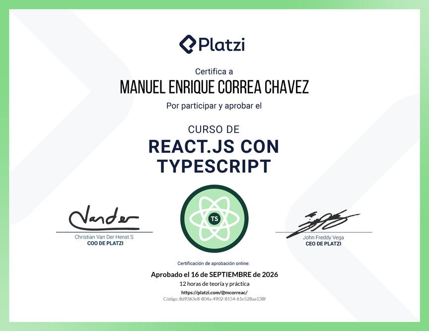 Diploma del Curso de React.js con TypeScript
