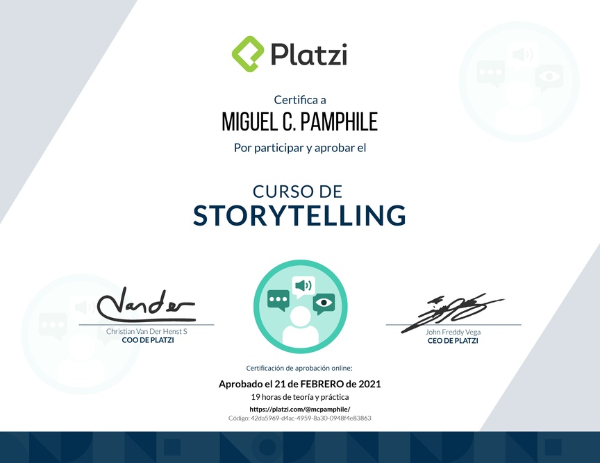 Diploma del Curso Básico de Storytelling