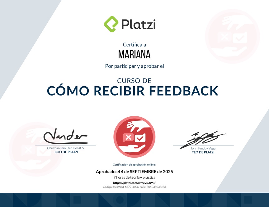 Diploma de Audiocurso de Cómo Recibir Feedback