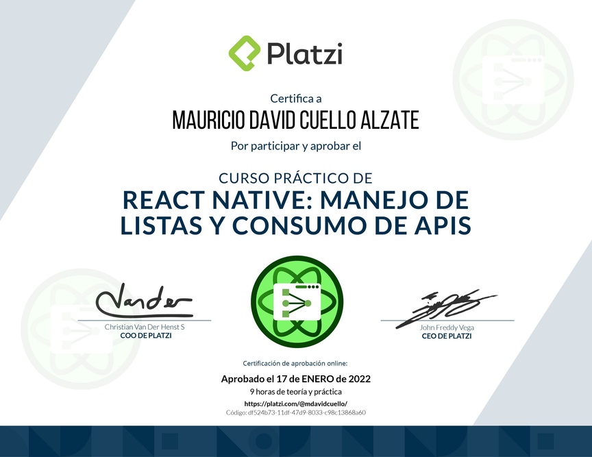 Diploma del Curso de React Native: Manejo de Listas y Consumo de APIs