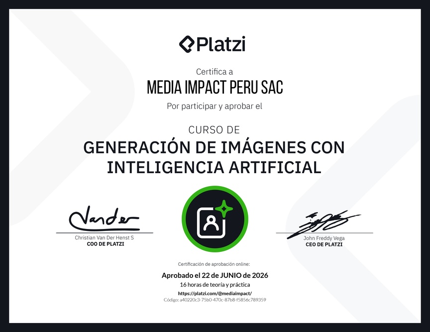Diploma del Curso de Generación de Imágenes con Inteligencia Artificial