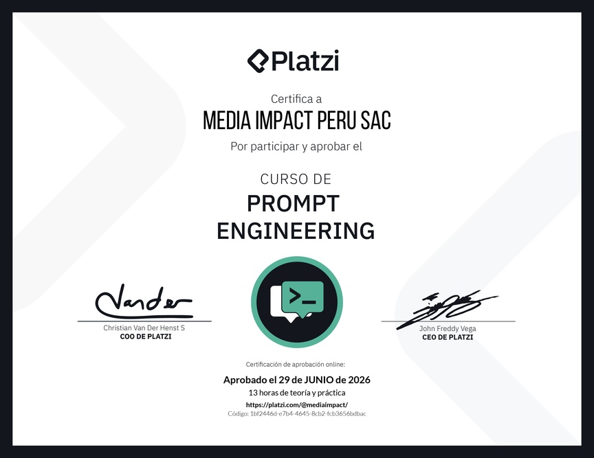 Diploma del Curso de Prompt Engineering