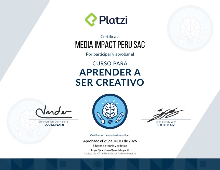 Diploma del Curso para despertar tu Creatividad