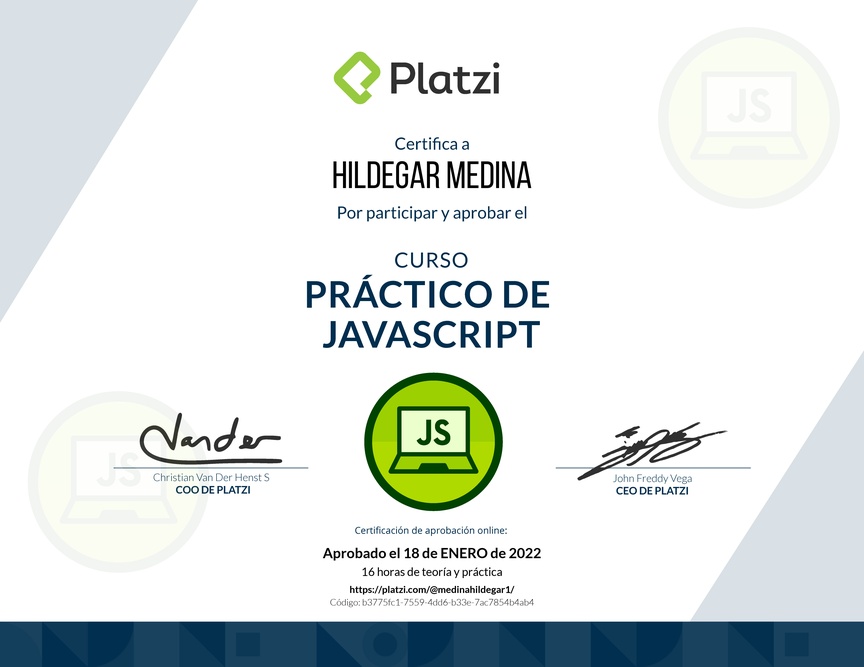 Diploma del Curso Práctico de JavaScript