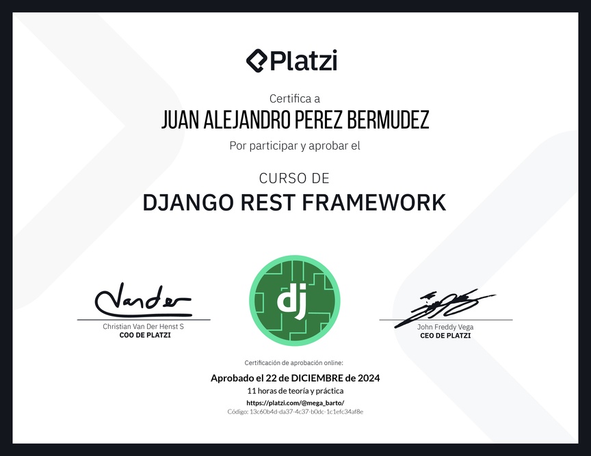 Diploma del Curso de Django Rest Framework