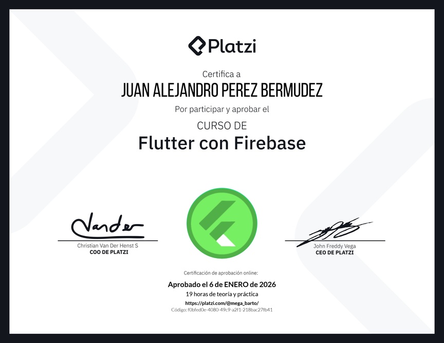 Diploma del Curso de Flutter con Firebase