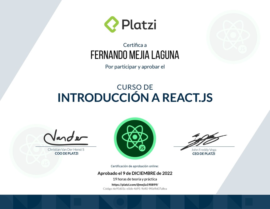 Diploma del Curso de React 17