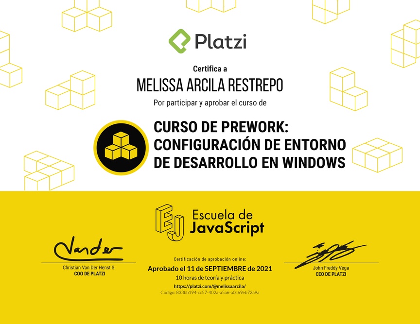 Diploma del Curso de Prework: Configuración de Entorno de Desarrollo en Windows