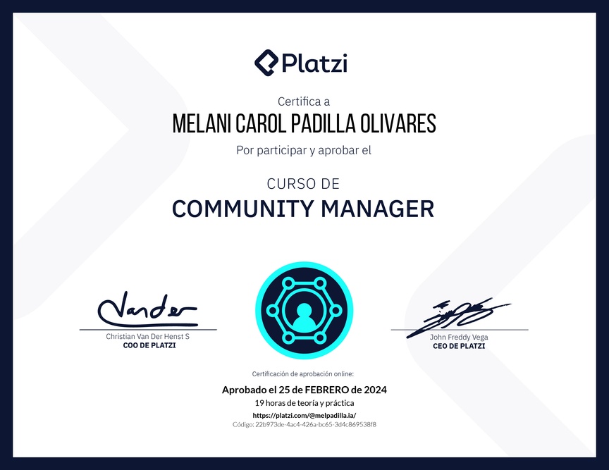 Diploma del Curso de Community Manager (2023)