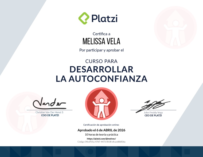 Diploma del Curso para Desarrollar la Autoconfianza