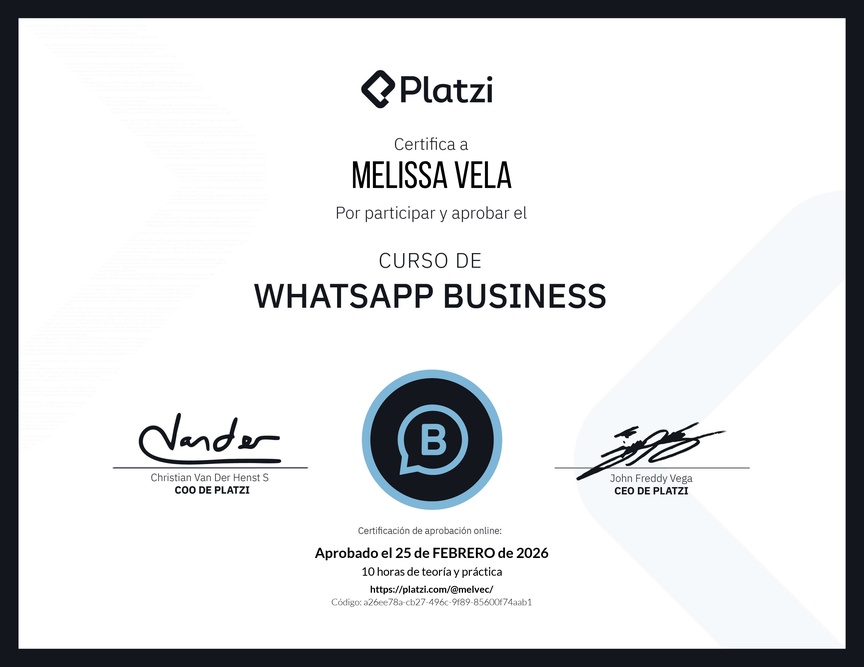 Diploma del Curso de Whatsapp Business