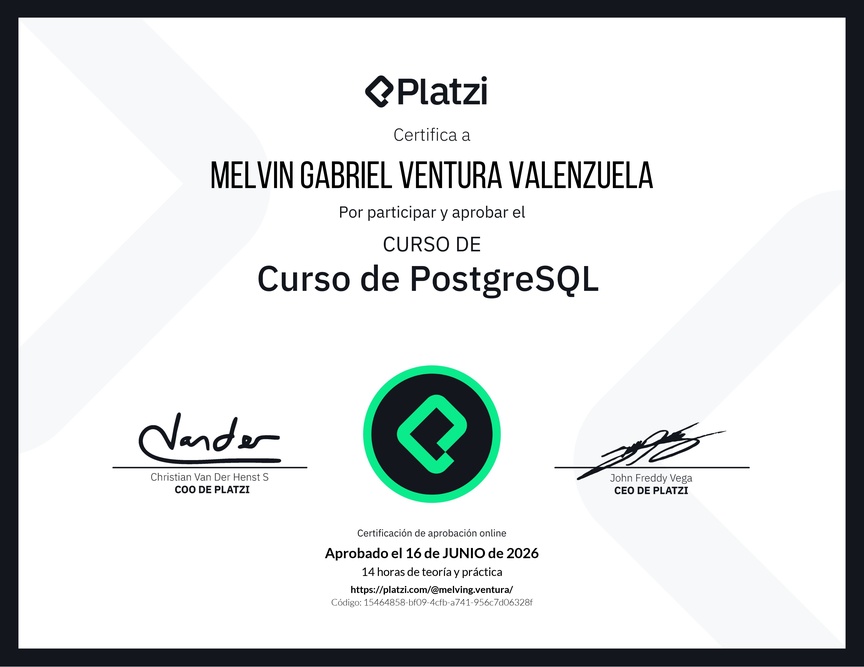 Diploma del Curso de PostgreSQL