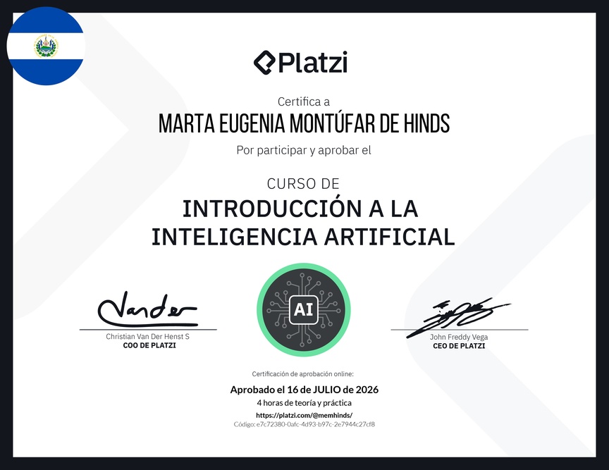 Diploma del Curso Gratis de Introducción a la Inteligencia Artificial
