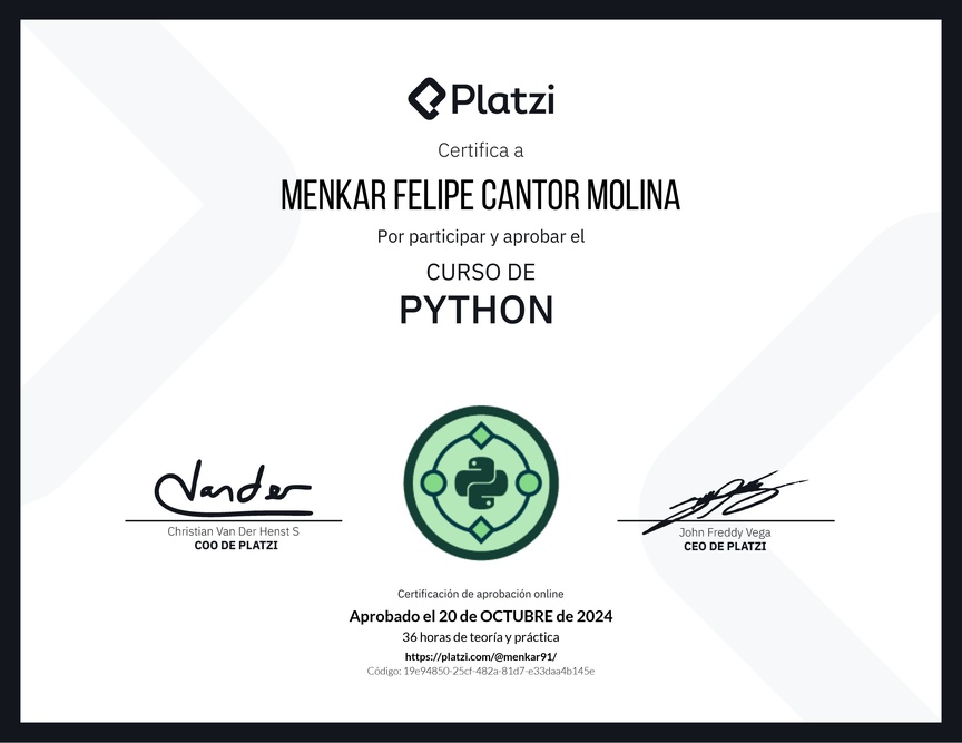Diploma del Curso de Python