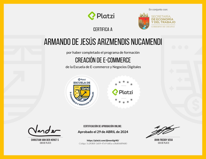 Diploma de la Ruta de Aprendizaje de Creación de E-commerce