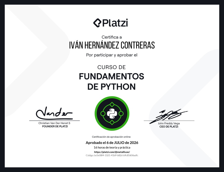 Diploma del Curso de Fundamentos de Python