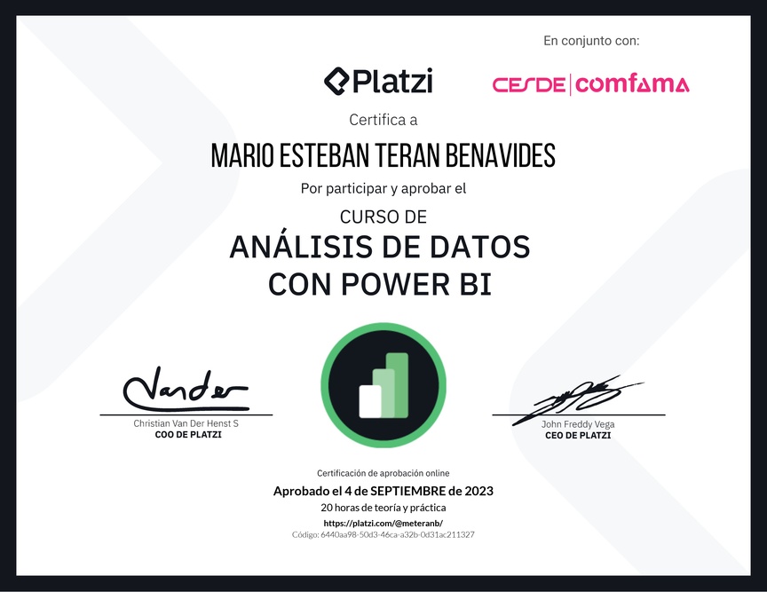 Diploma del Curso de Análisis de Datos con Power BI