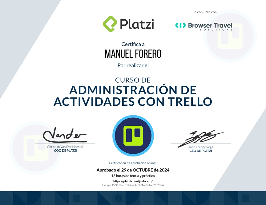 Diploma del Curso de Trello