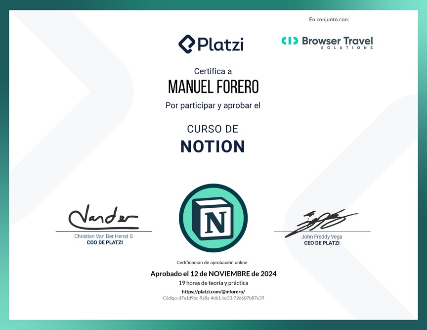 Diploma del Curso de Notion