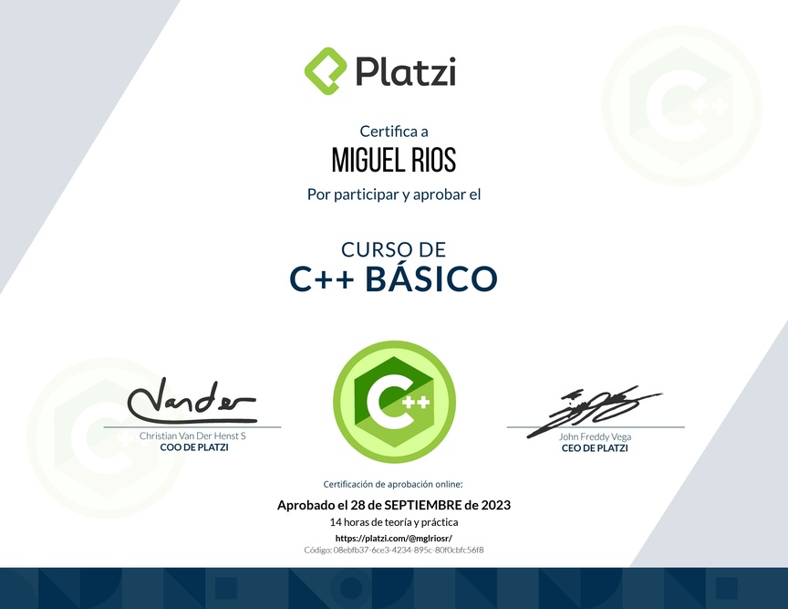 Diploma del Curso de C++ Básico
