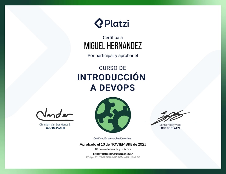 Diploma del Curso de Introducción a DevOps