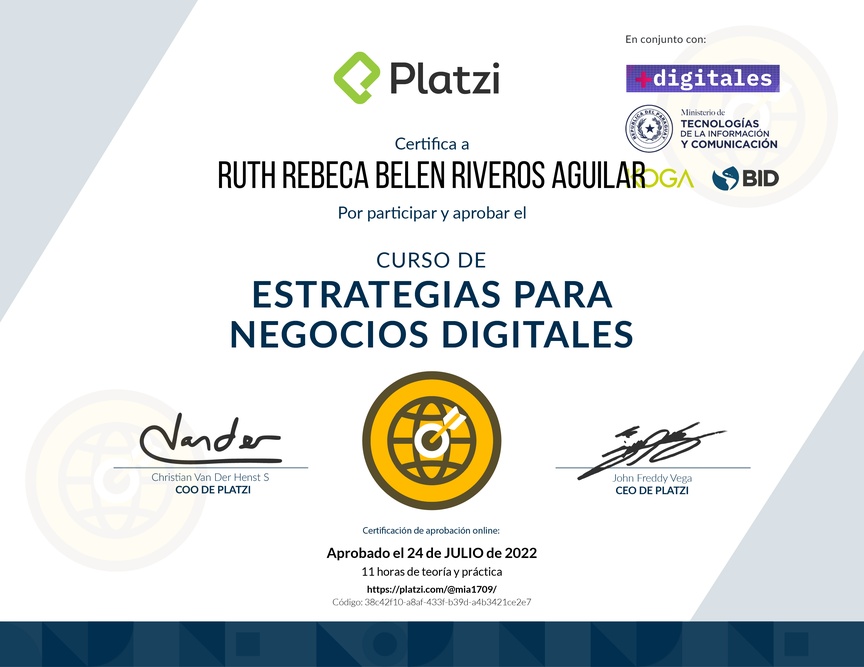 Diploma del Curso de Estrategias para Negocios Digitales