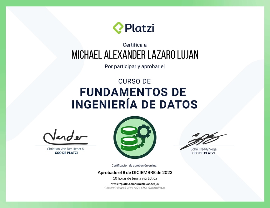 Diploma del Curso de Fundamentos de Ingeniería de Datos
