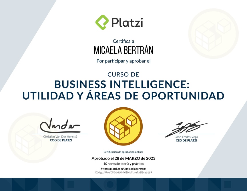 Diploma del Curso de Business Intelligence: Utilidad y Áreas de Oportunidad