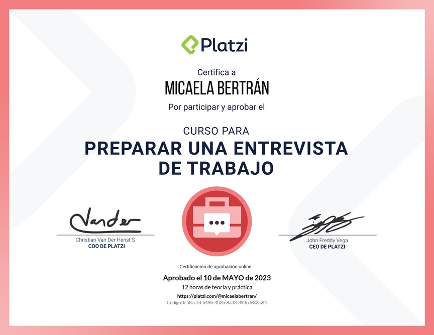 Diploma del Curso para Preparar una Entrevista de Trabajo
