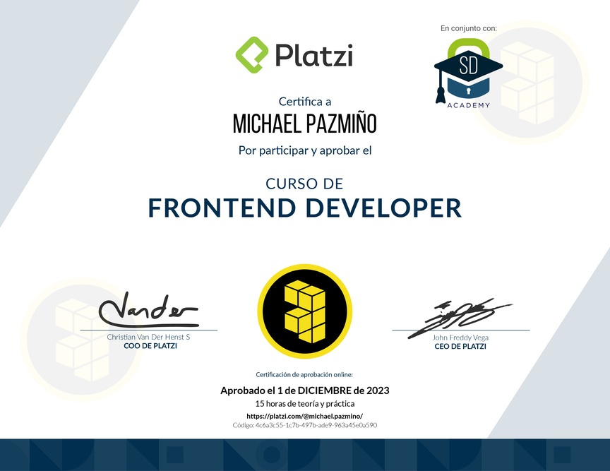 Diploma del Curso de Frontend Developer