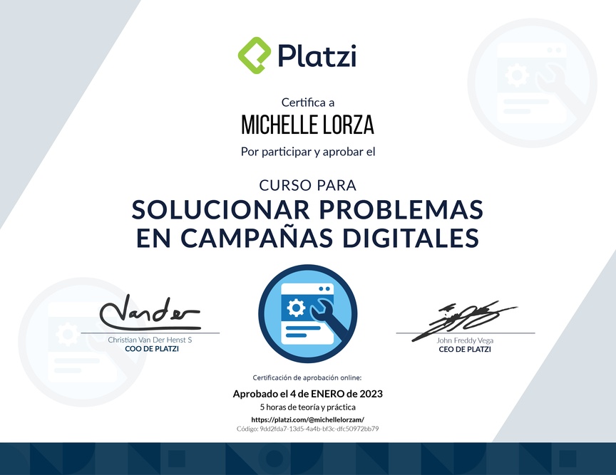 Diploma del Curso para Solucionar Problemas en Campañas Digitales