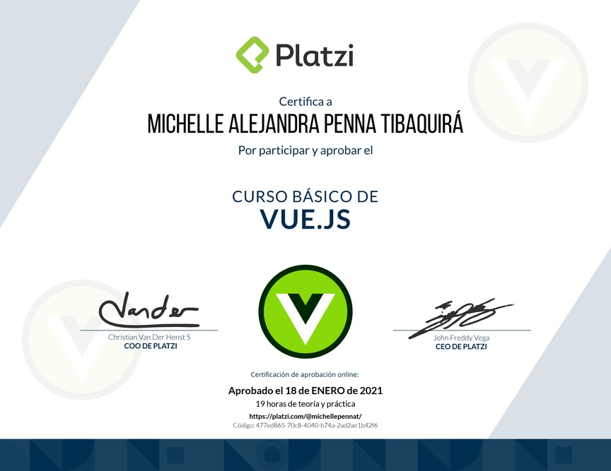 Diploma del Curso Básico de Vue.js 2