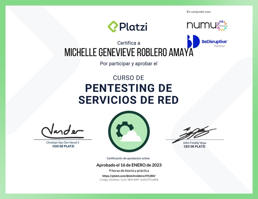 Diploma del Curso de Hacking: Servicios de Red