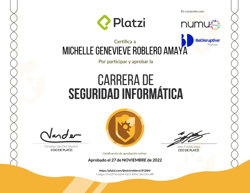 Diploma de la Ruta de Aprendizaje de Seguridad Informática