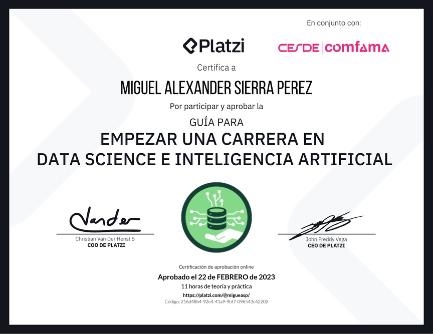 Diploma de Guía para Empezar una Carrera en Data Science e Inteligencia Artificial