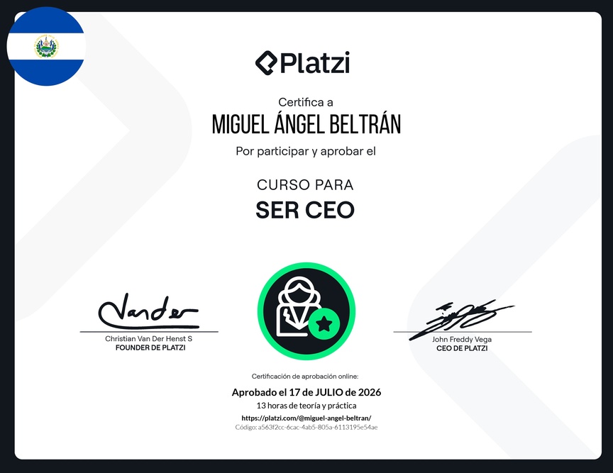 Diploma del Curso para ser CEO