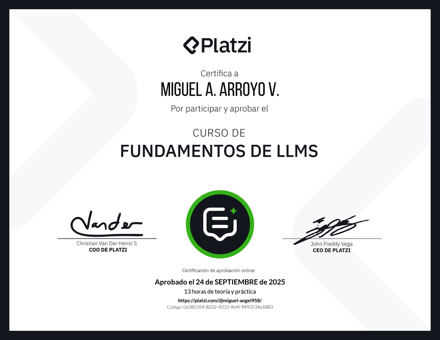 Diploma del Curso de Fundamentos de LLMs