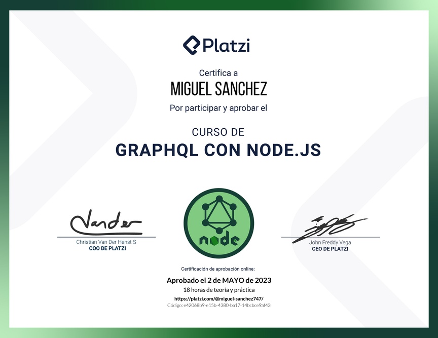 Diploma del Curso de GraphQL con Node.js