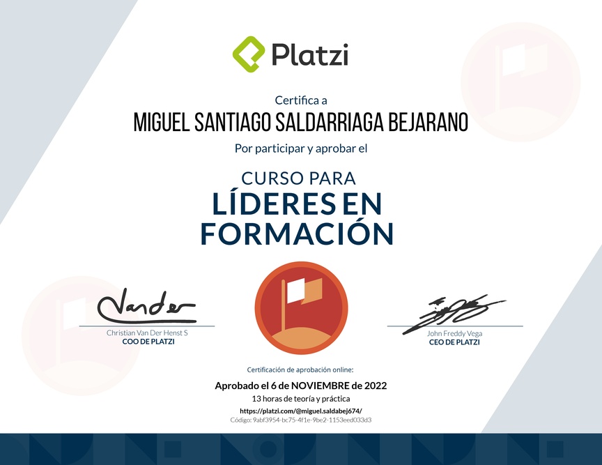 Diploma del Curso para Líderes en Formación