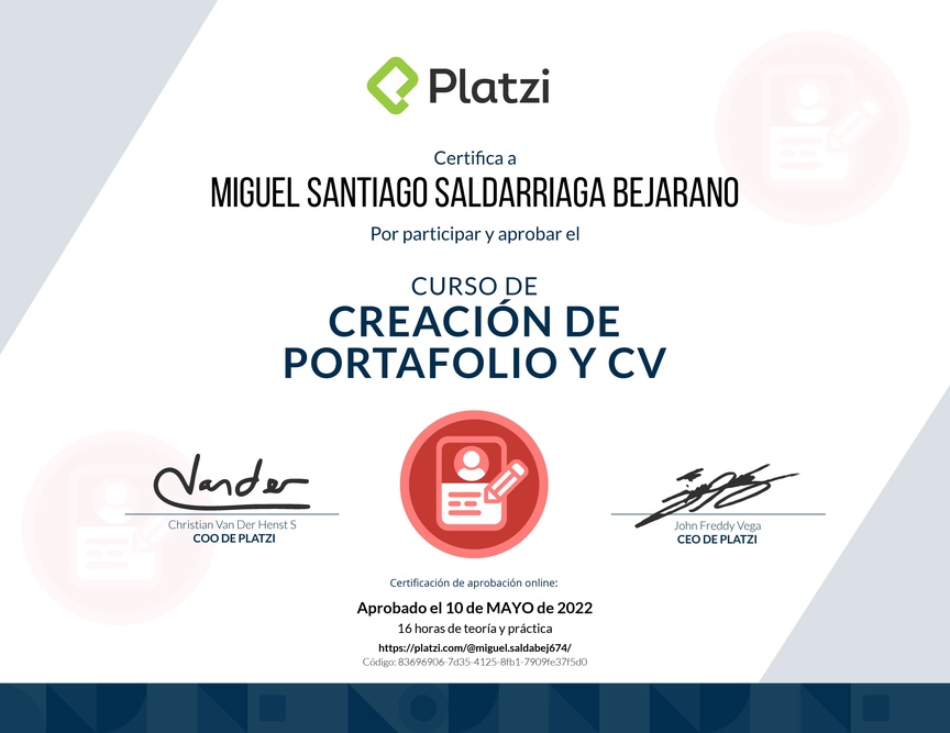 Diploma del Curso de Creación de Portafolio y CV