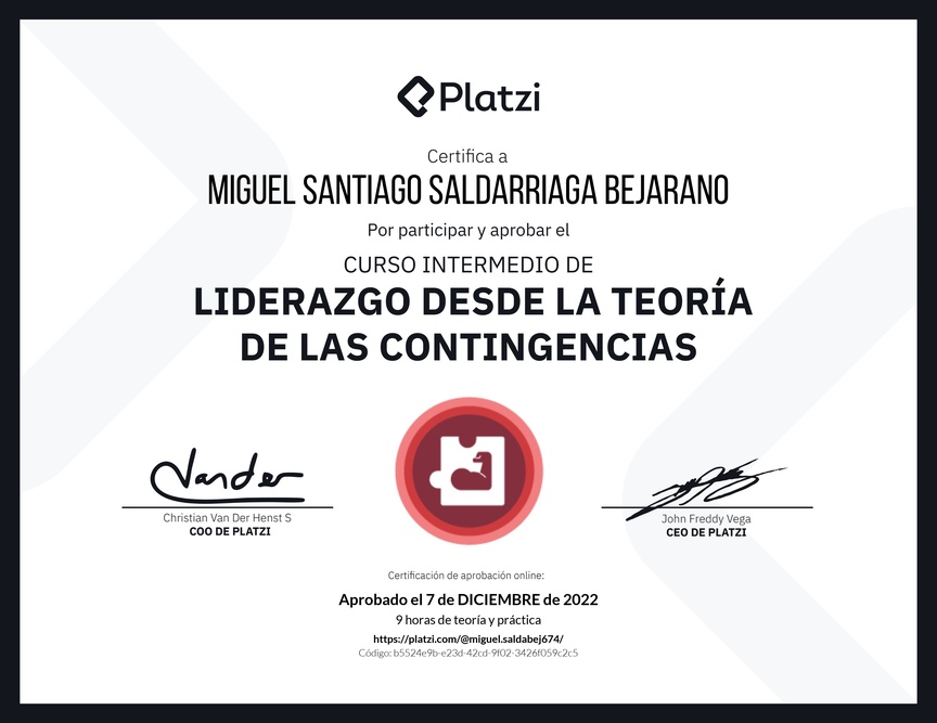 Diploma del Curso Intermedio de Liderazgo: Evalúa los Comportamientos de un Líder