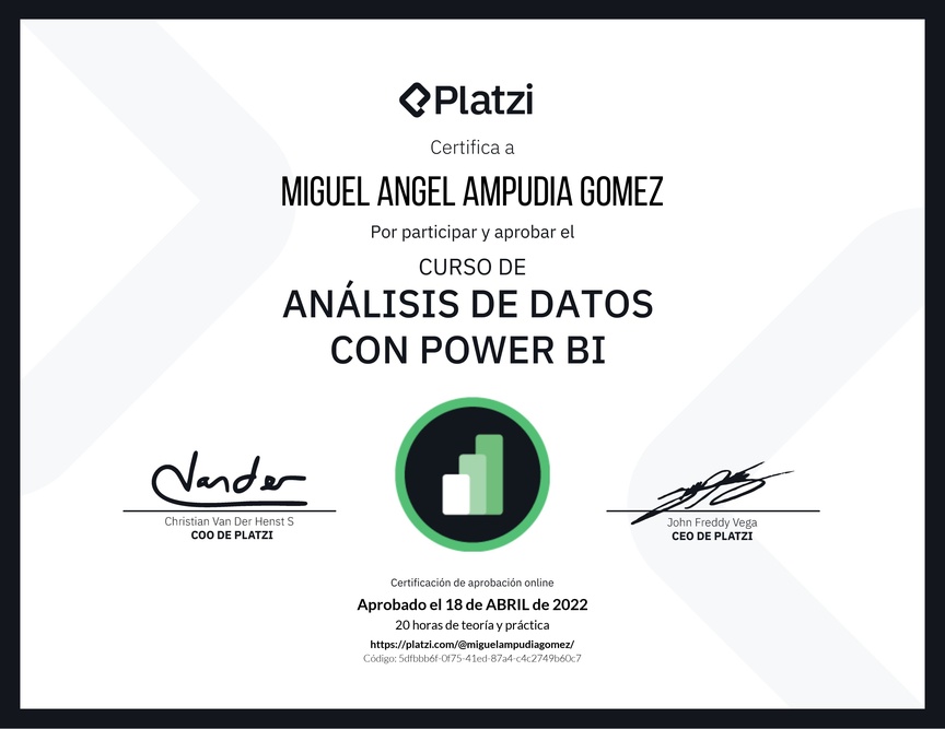 Diploma del Curso de Análisis de Datos con Power BI