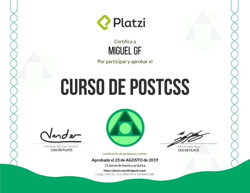 Diploma del Curso de PostCSS
