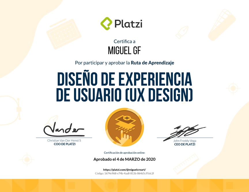 Diploma de la Ruta de Aprendizaje de Diseño de Experiencia de Usuario (UX Design)
