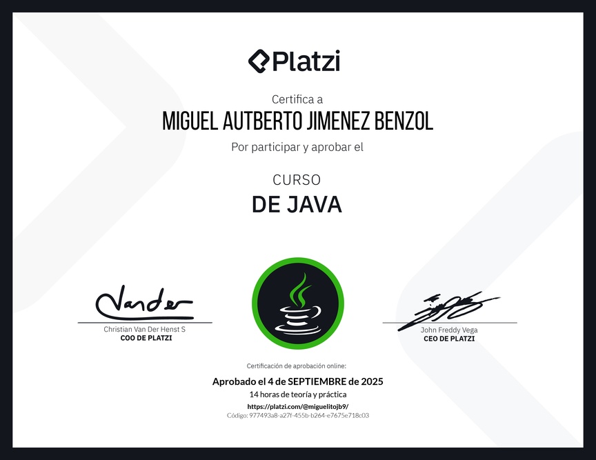 Diploma del Curso de Java