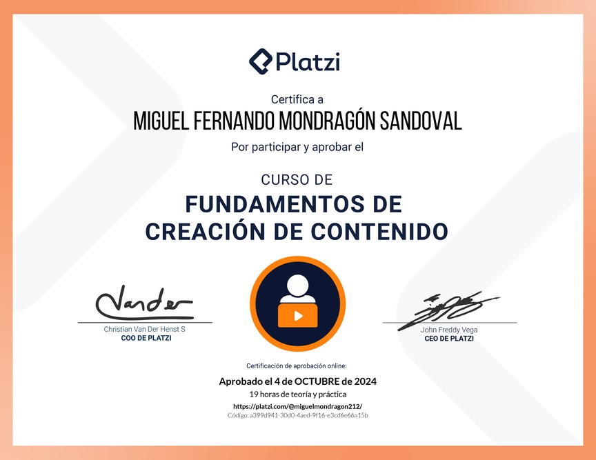 Diploma del Curso de Introducción a la Creación de Contenidos Digitales